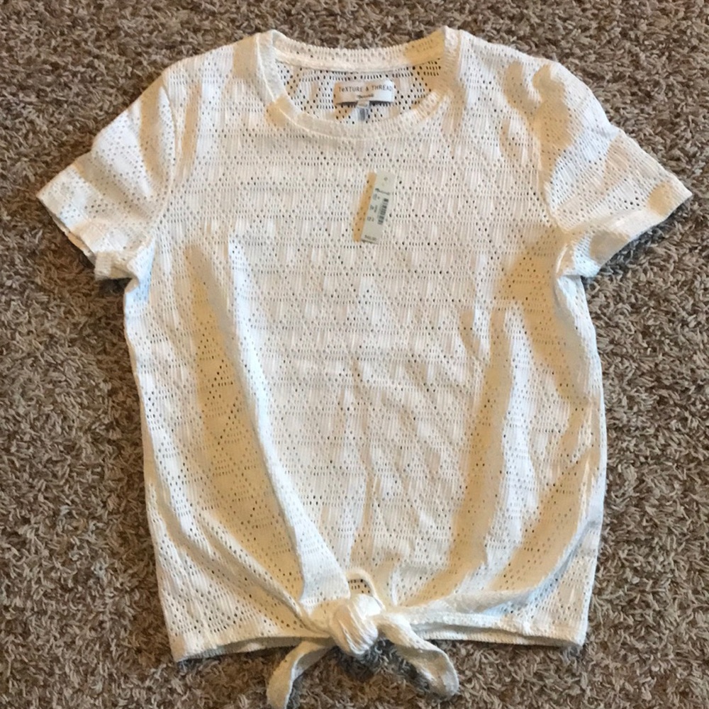 Madewell Modern Tie-Front Tee Geo-Eyelet NWT XS - Picture 6 of 8